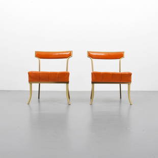 William (Billy) Haines "Slipper" Chairs: Designer & Manufacturer William (Billy) Haines Markings none Country of Origin & Materials USA; brass, upholstery Additional Information & Circa Rare slipper chairs by William 'Billy' Haines, en sui
