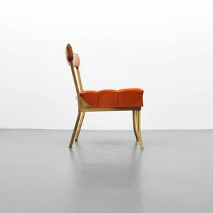 William (Billy) Haines "Slipper" Chair: Designer & Manufacturer William (Billy) Haines Markings none Country of Origin & Materials USA; brass, upholstery Additional Information & Circa Rare slipper chair by William 'Billy' Haines, en suit