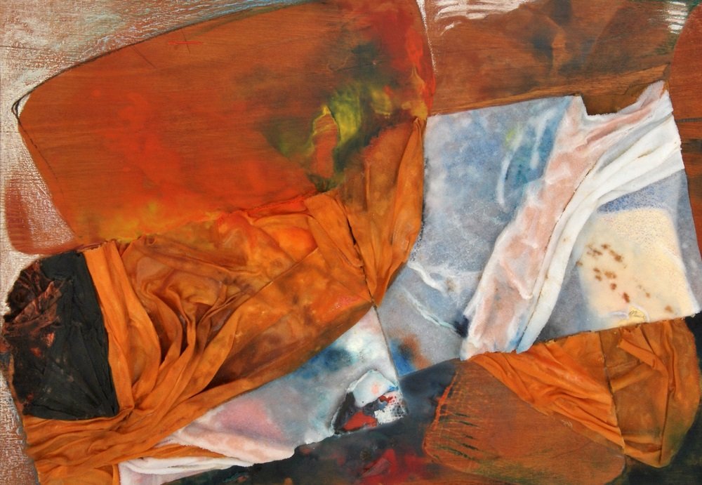 Carlos Macia Mixed Media/Collage: Designer & Manufacturer Carlos Macia (1951-1994) Markings signed; 1981 Country of Origin & Materials Cuban/American; mixed media Additional Information & Circa Work is titled "Red Cape". Gallery lab