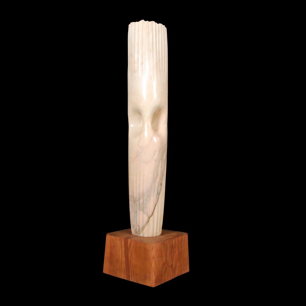Large Minoru Niizuma Sculpture: Designer & Manufacturer Minoru Niizuma (1930-1998) Markings marked; 1974 Country of Origin & Materials Japanese; marble, wood Additional Information & Circa Work is titled "Pergamon". Provenance: M