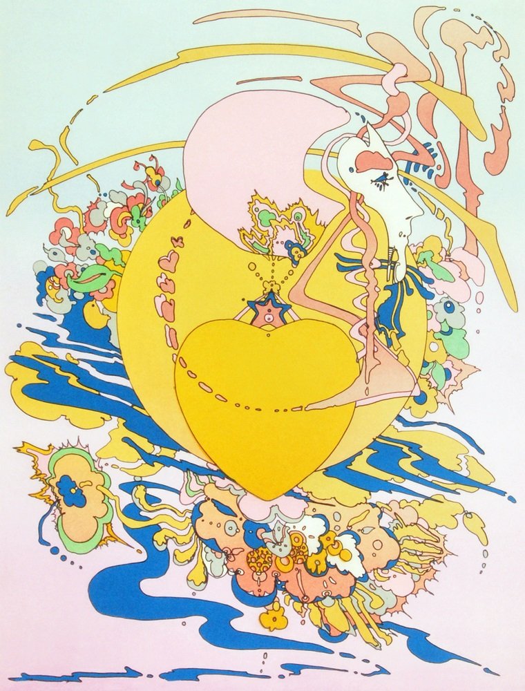 Peter Max "Heart" Lithograph, Signed Edition: Designer & Manufacturer Peter Max (b. 1937) Markings signed; ed. 3/300 Country of Origin & Materials American; paper Additional Information & Circa Dimensions(H,W,D) 25"h, 19"w; 31"h,