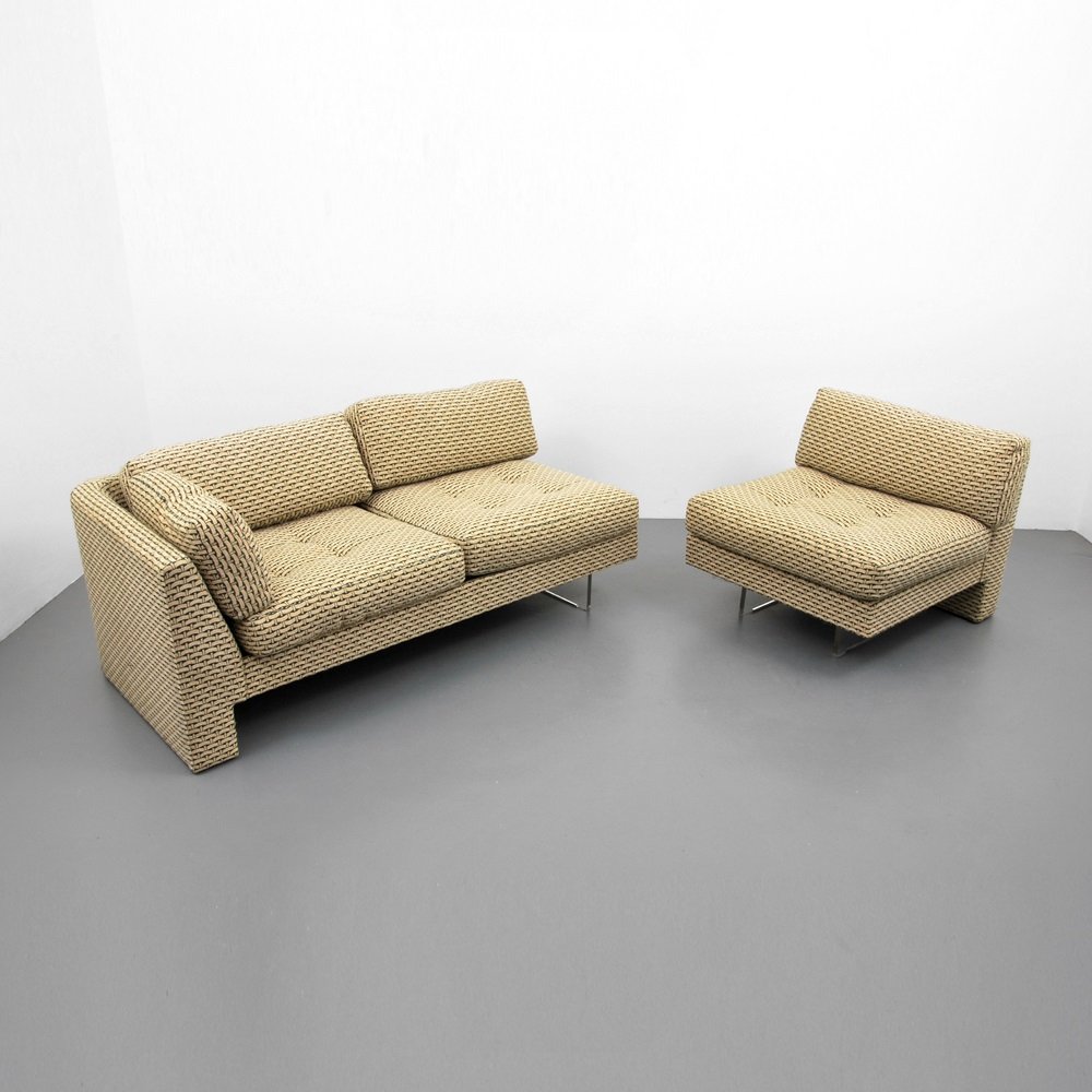 Vladimir Kagan Sofa: Designer & Manufacturer Vladimir Kagan; Vladimir Kagan Designs, Inc. Markings none Country of Origin & Materials USA; upholstery, acrylic Additional Information & Circa Two-piece model "Omnibus" se