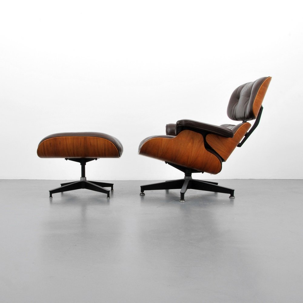 Charles & Ray Eames Rosewood Lounge Chair & Ottoman: Designer & Manufacturer Charles & Ray Eames; Herman Miller Markings marked; 1976 Country of Origin & Materials USA; leather, rosewood, other Additional Information & Circa The chair and ottoman was