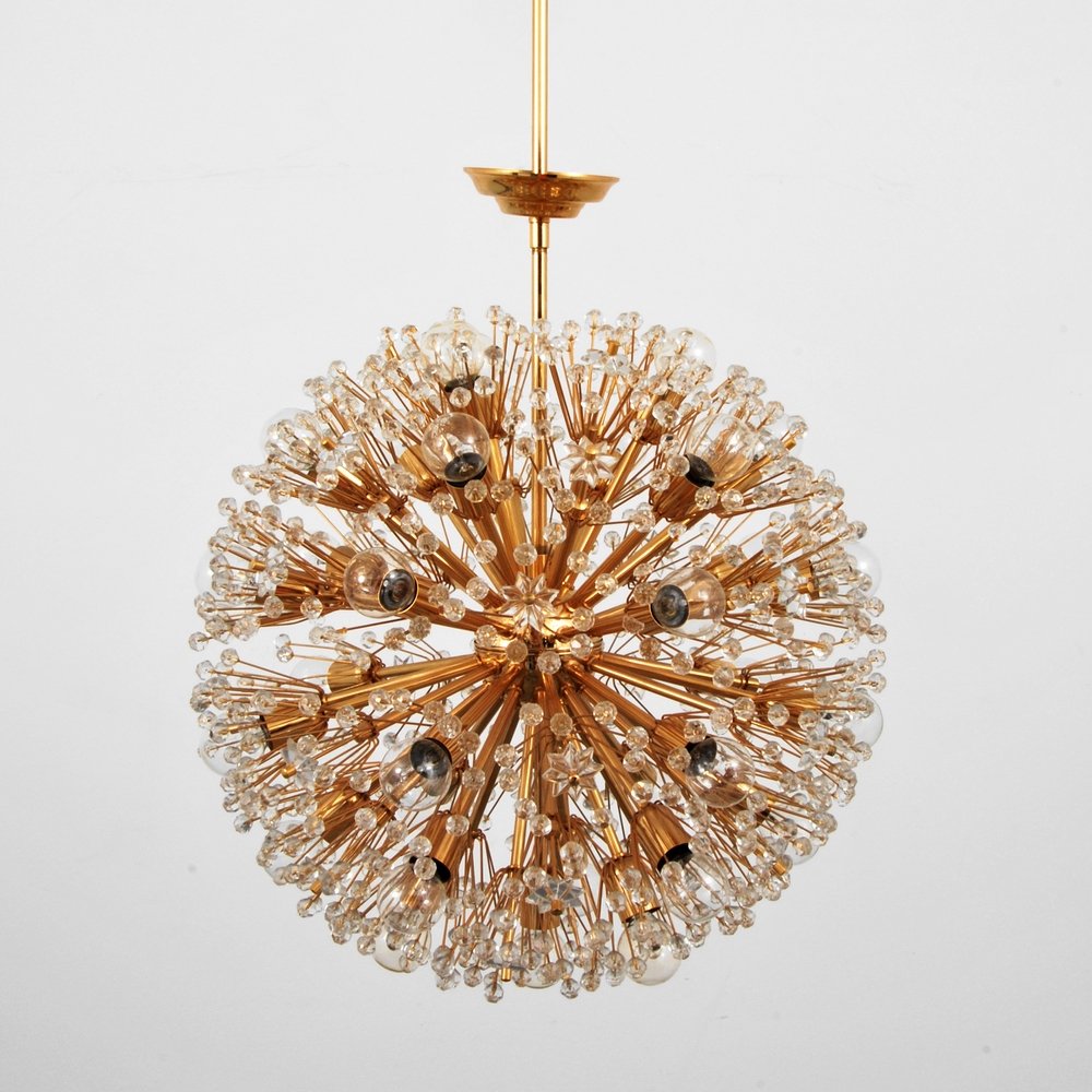 Large Emil Stejnar Chandelier: Designer (Artist) & Manufacturer: Emil Stejnar Markings: none Country of Origin & Materials: Austria; brass, glass Additional Information: (Key Word Search: James Mont, Serge Roche, Karl Springer, Tom