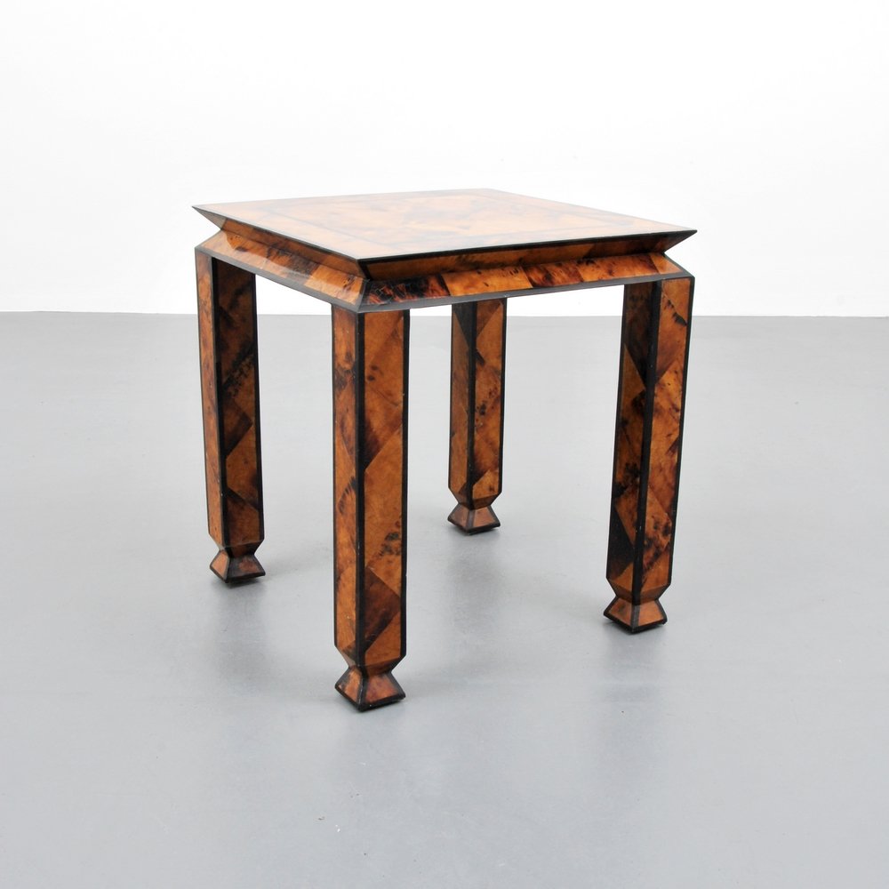 Vintage Tortoise Shell Table, Manner of Karl Springer: Designer (Artist) & Manufacturer: Karl Springer, Manner of Markings: none Country of Origin & Materials: unknown; antique tortoise shell or tortoise-dyed horn Additional Information: (Key Word Search: