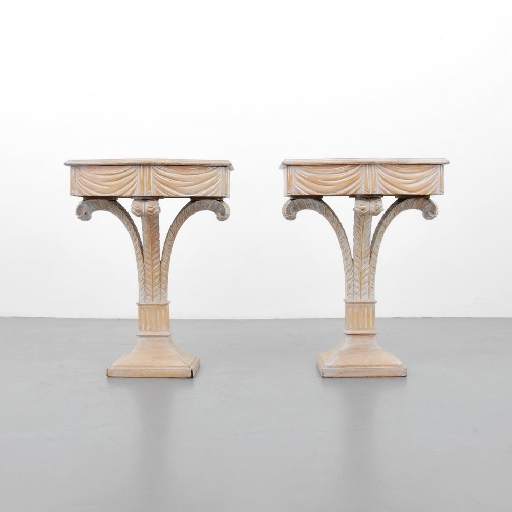 Grosfeld House Side Tables, Pair: Designer (Artist) & Manufacturer: Grosfeld House Markings: none Country of Origin & Materials: USA; wood Additional Information: Tables each have one drawer. (Key Word Search: James Mont, Serge Roche,
