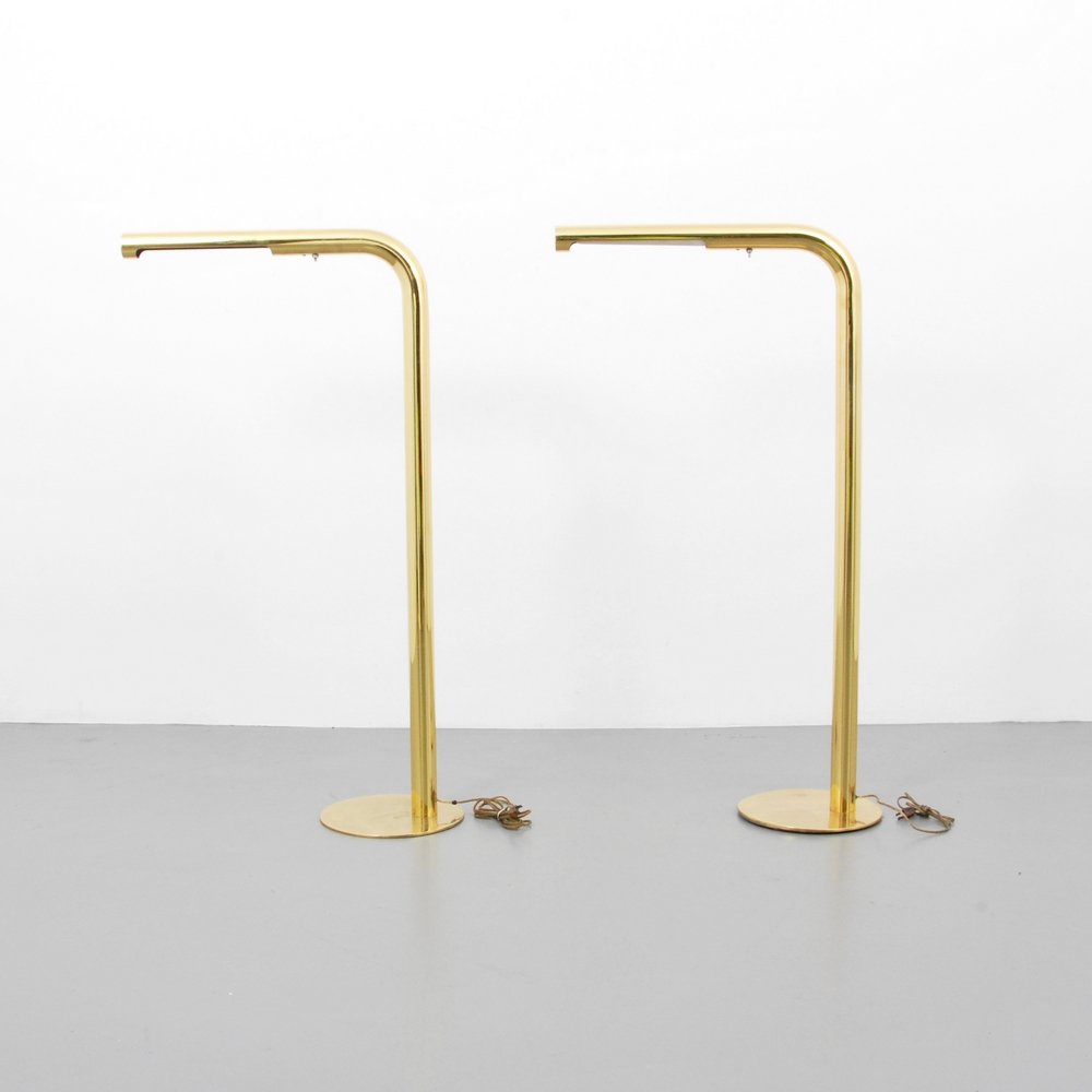 Robert Sonneman Floor Lamps, Pair: Designer (Artist) & Manufacturer: Robert Sonneman Markings: none Country of Origin & Materials: USA; brass Additional Information: (Key Word Search: Robert Sonneman, Habitat, Lightolier, George Kovacs