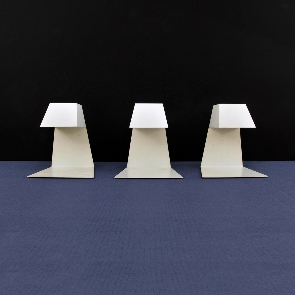 Set of 3 Lamps, Manner of Charlotte Perriand: Markings: none Country of Origin & Materials: unknown; metal Additional Information: (Key Word Search: Charlotte Perriand, Jean Prouve, Le Corbusier, Mies van der Rohe, Marcel Breuer, Bauhaus, industr