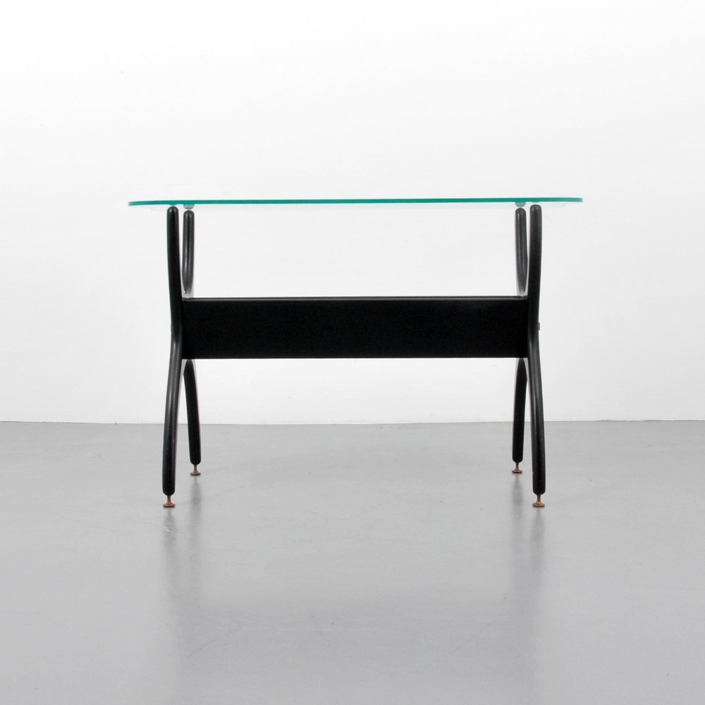Italian Style Console/Sofa Table, Manner of Ico Parisi: Designer (Artist) & Manufacturer: Ico Parisi, Manner of Markings: none Country of Origin & Materials: possibly Italy; wood, glass, metal Additional Information: Console has built-in planter area. (Key