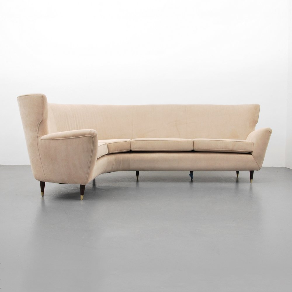 Sofa Attributed to Paolo Buffa: Designer (Artist) & Manufacturer: Paolo Buffa, Attributed Markings: none Country of Origin & Materials: Italy; upholstery, metal, wood Additional Information: (Key Word Search: Franco Albini, Gio Pont