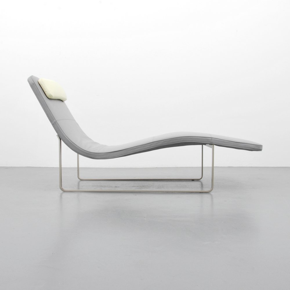 Jeffrey Bernett Leather Chaise Lounge: Designer (Artist) & Manufacturer: Jeffrey Bernett; B&B Italia Markings: marked Country of Origin & Materials: Italy; metal, leather Additional Information: Lounge chair is Model "Landscape". (Key Word