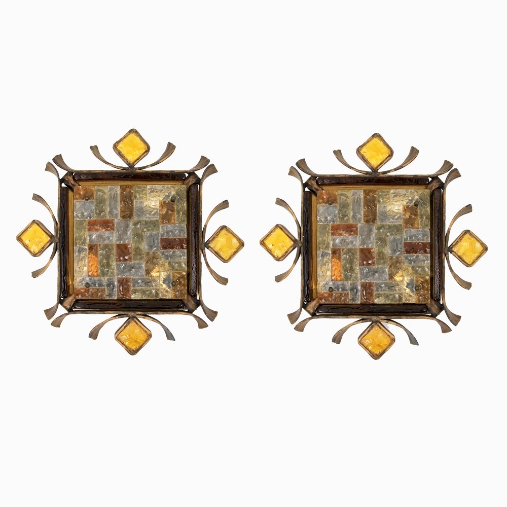 Pair of Poliarte Chandeliers, Murano, Italy: Designer (Artist) & Manufacturer: Poliarte Markings: none Country of Origin & Materials: Italy; glass, metal Additional Information: (Key Word Search: Venini, Fontana Arte, Sciolari, Venini, Mazzega, 