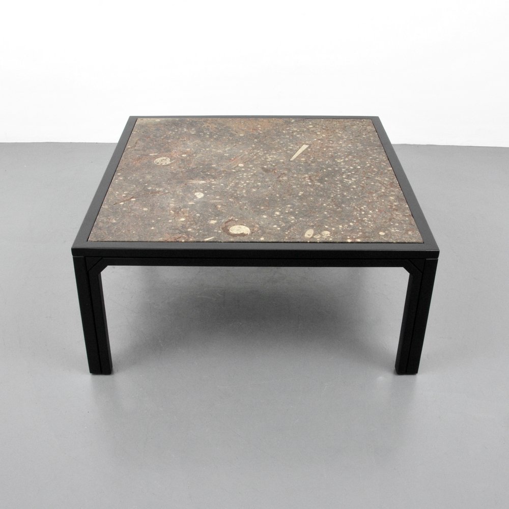 Ronald Schmitt Coffee Table: Designer (Artist) & Manufacturer: Ronald Schmitt Markings: marked Country of Origin & Materials: USA; wood, composite/stone Additional Information: (Key Word Search: Baker, Edward Wormley, Dunbar, Har
