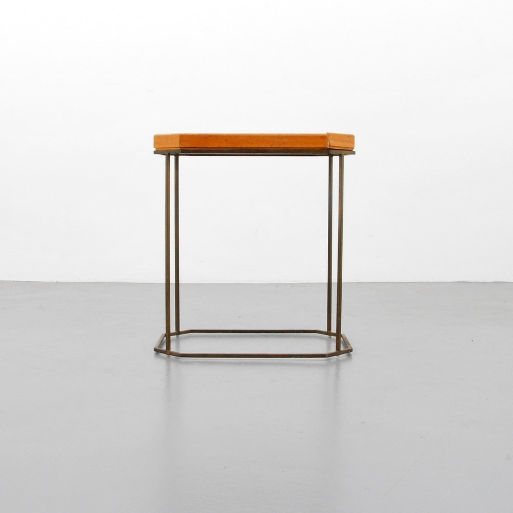 Tray Table Attributed to Milo Baughman: Designer (Artist) & Manufacturer: Milo Baughman, Attributed Markings: none Country of Origin & Materials: USA; burl wood, metal Additional Information: (Key Word Search: Baker, Edward Wormley, Dunbar,