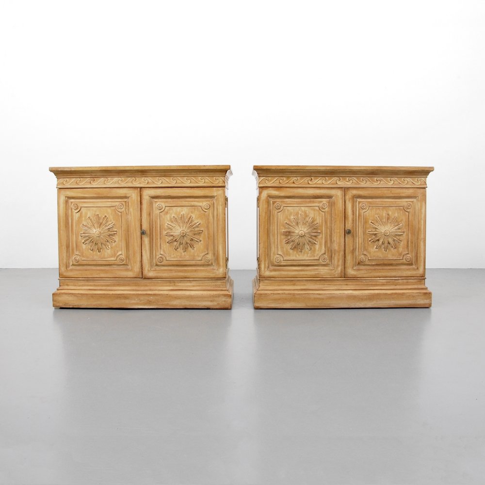 Early Edward Wormley Display Units, Pair: Designer (Artist) & Manufacturer: Edward Wormley; Dunbar Markings: none Country of Origin & Materials: USA; wood, metal, glass, mirror Additional Information: Each unit features a lower cabinet with t