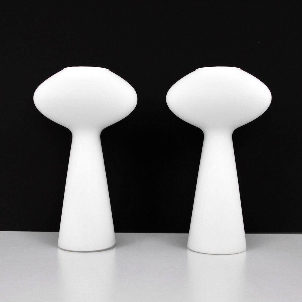 Lisa Johansson-Pape Lamps, Pair: Designer (Artist) & Manufacturer: Lisa Johansson-Pape; iittala Markings: none Country of Origin & Materials: Finland; glass Additional Information: (Key Word Search: Finn Juhl, Hans Wegner, Arne Jacob