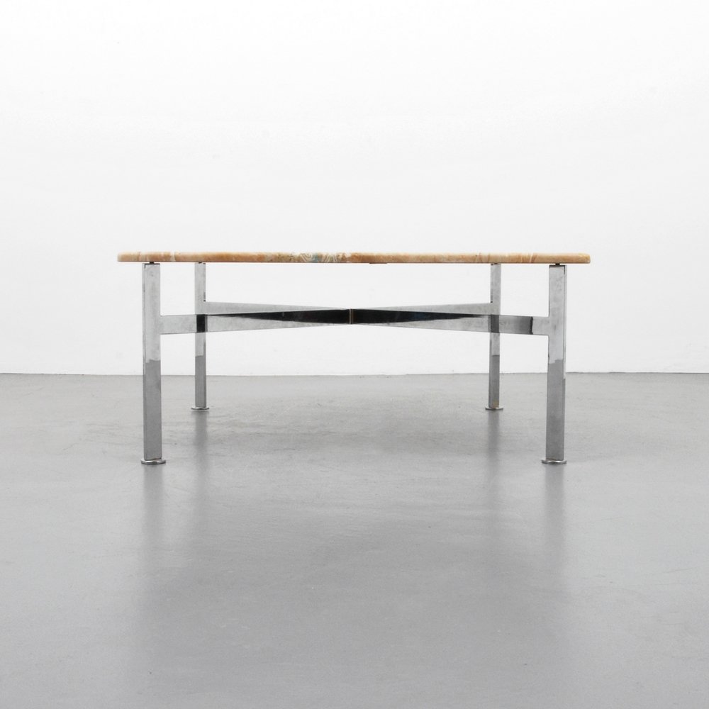 Ward Bennett Coffee Table: Designer (Artist) & Manufacturer: Ward Bennett; Brickel Associates Markings: marked Country of Origin & Materials: USA; chromed metal, marble Additional Information: (Key Word Search: Milo Baughman, P