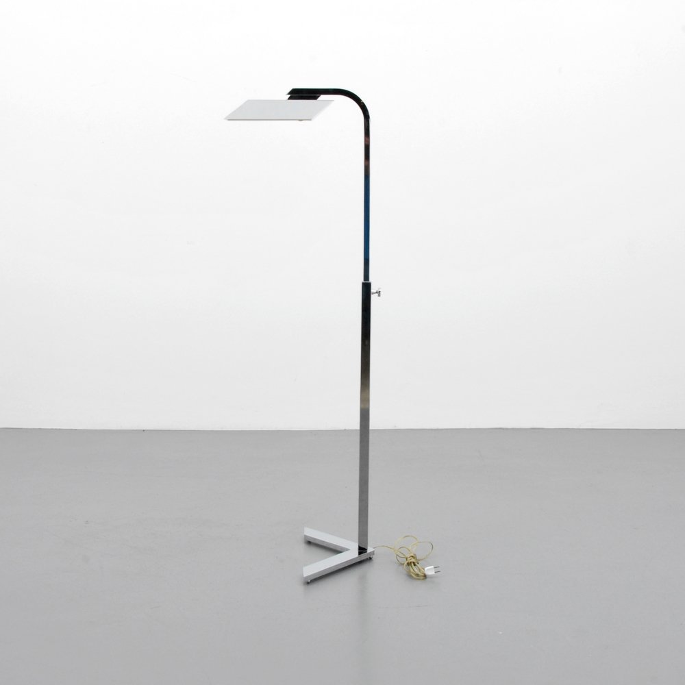 Charles Hollis Jones Adjustable Floor Lamp: Designer (Artist) & Manufacturer: Charles Hollis Jones Markings: none Country of Origin & Materials: USA; chromed metal Additional Information: (Key Word Search: Robert Sonneman, Habitat, Lightolier,