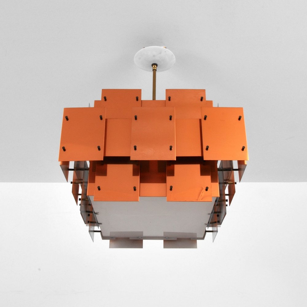 Large Robert Sonneman Chandelier: Designer (Artist) & Manufacturer: Robert Sonneman; Sonneman Lighting Markings: none Country of Origin & Materials: USA; metal, plastic Additional Information: (Key Word Search: Robert Sonneman, Habita