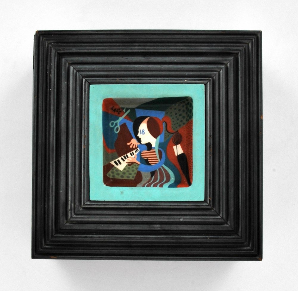 Lidded Treasure Box With Pottery Insert: Markings: none Country of Origin & Materials: unknown; wood, pottery Additional Information: (Key Word Search: Claude Conover, Marcello Fantoni, Roger Capron, Guido Gambone, Pablo Picasso Madoura, Bea