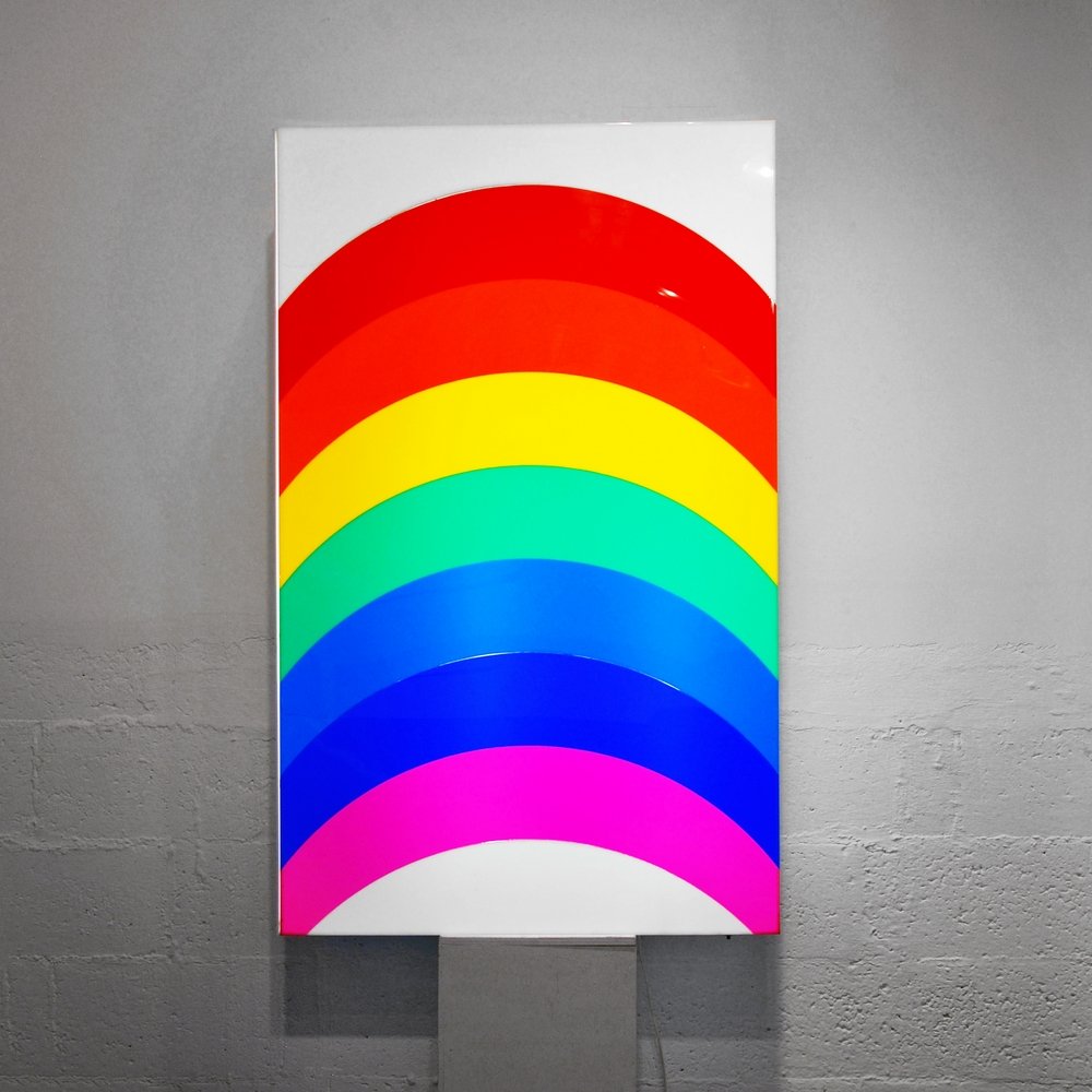 Otto Pienne Lit Wall Sculpture: Designer (Artist) & Manufacturer: Otto Pienne (1928-2014) Markings: marked Country of Origin & Materials: German; acrylic Dimensions: 51"h, 31.5"w, 10"d