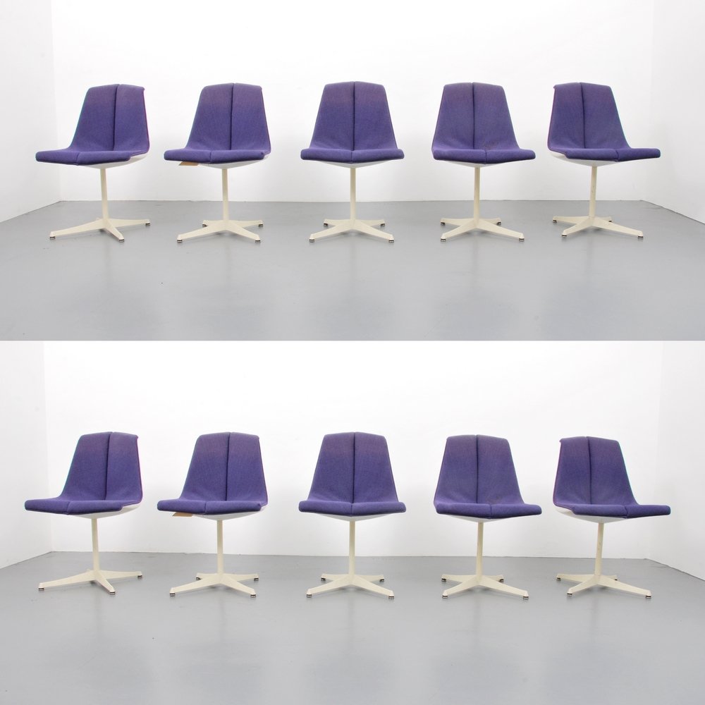 Richard Schultz Dining Chairs, Set of 10: Designer (Artist) & Manufacturer: Richard Schultz; Knoll International Markings: marked Country of Origin & Materials: USA; aluminum, upholstery, other Additional Information: Chairs are Model 149. (K