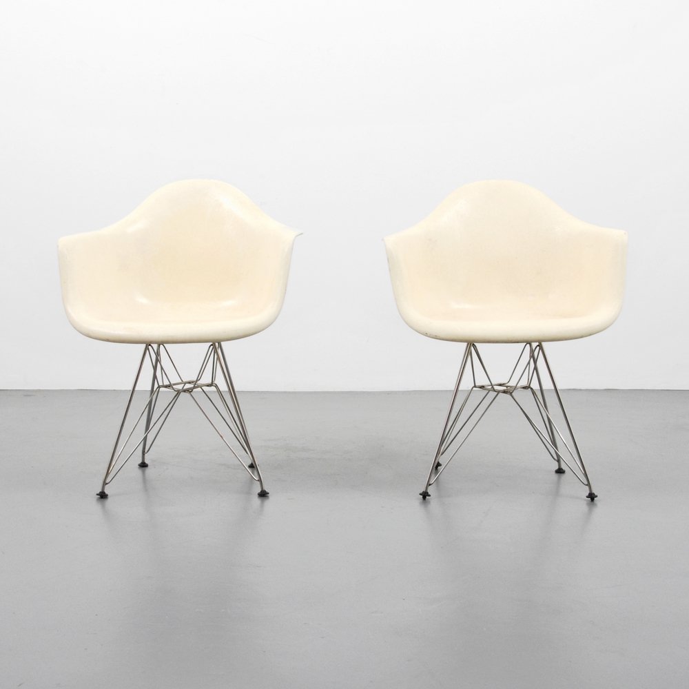 Charles & Ray Eames "DAR" Chairs, Pair: Designer (Artist) & Manufacturer: Charles & Ray Eames; Herman Miller Markings: none Country of Origin & Materials: USA; metal, fiberglass Additional Information: Chairs have "Eiffel Tower" bases. Refe