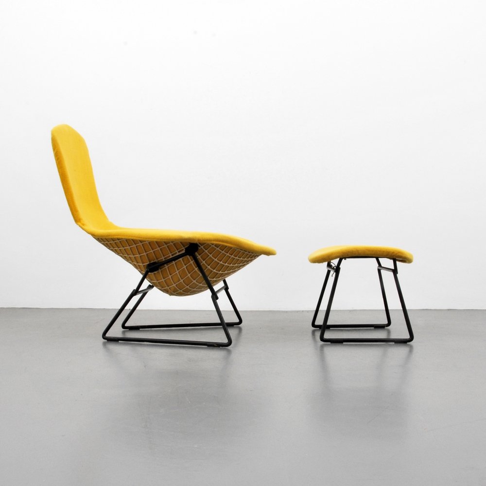 Harry Bertoia "Bird" Lounge Chair & Ottoman: Designer (Artist) & Manufacturer: Harry Bertoia; Knoll Associates Markings: none Country of Origin & Materials: USA; metal, upholstery Additional Information: Reference: Knoll - A Modernist Universe, 