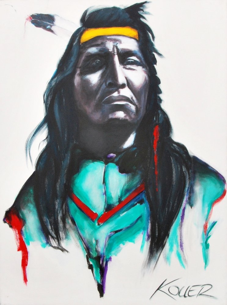 Helmut Koller Painting, Original Work: Designer (Artist) & Manufacturer: Helmut Koller (b. 1954) Markings: marked Country of Origin & Materials: American/Austrian; canvas Additional Information: Work is titled "New Chest Piegan". Dimension