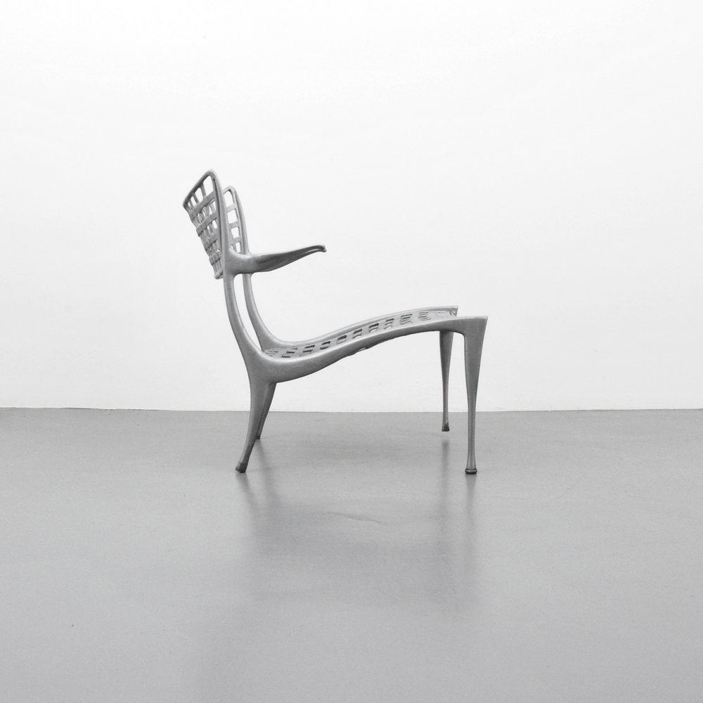 Dan Johnson "Gazelle" Armed Lounge Chair: Designer (Artist) & Manufacturer: Dan Johnson; Brown Jordan Markings: marked Country of Origin & Materials: Mexico; painted aluminum finish on cast aluminum Additional Information: (Key Word Search: D