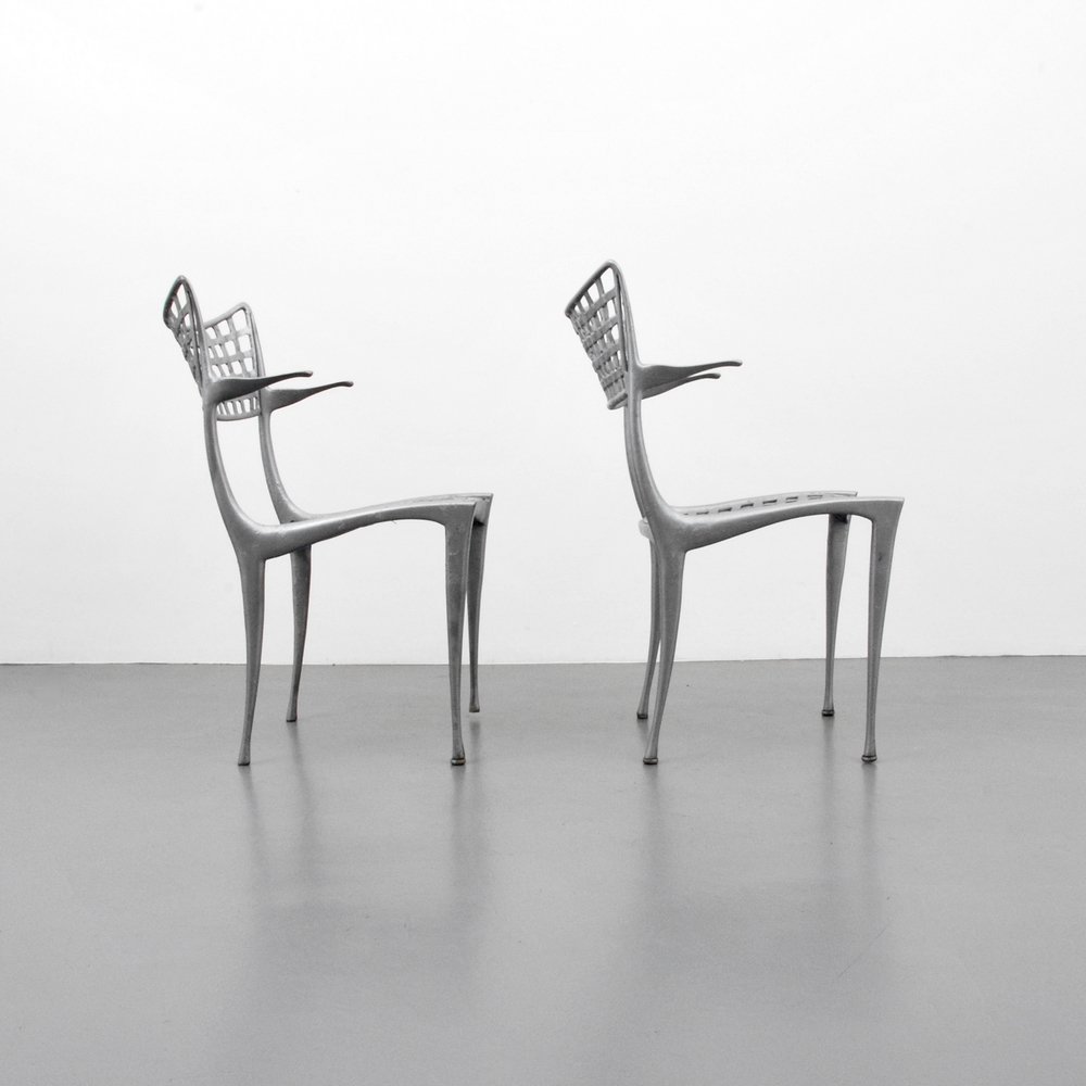 Dan Johnson "Gazelle" Arm Chairs, Pair: Designer (Artist) & Manufacturer: Dan Johnson; Brown Jordan Markings: marked Country of Origin & Materials: Mexico; painted aluminum finish on cast aluminum Additional Information: (Key Word Search: D