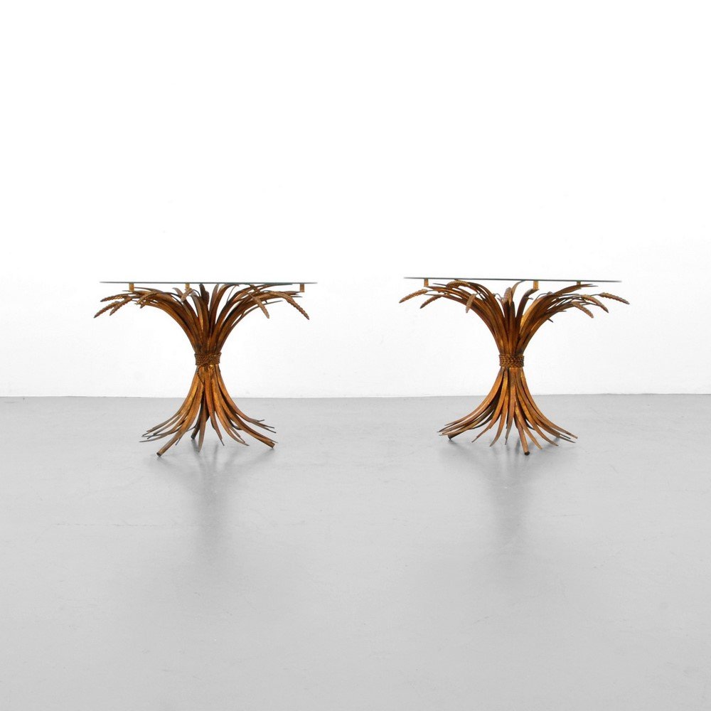 Sheaf of Wheat End Tables: Designer & Manufacturer: unknown Markings: none Country of Origin & Materials: unknown; metal, glass Additional Information & Circa: (Key Word Search: James Mont, Serge Roche, Karl Springer, Tommi Par