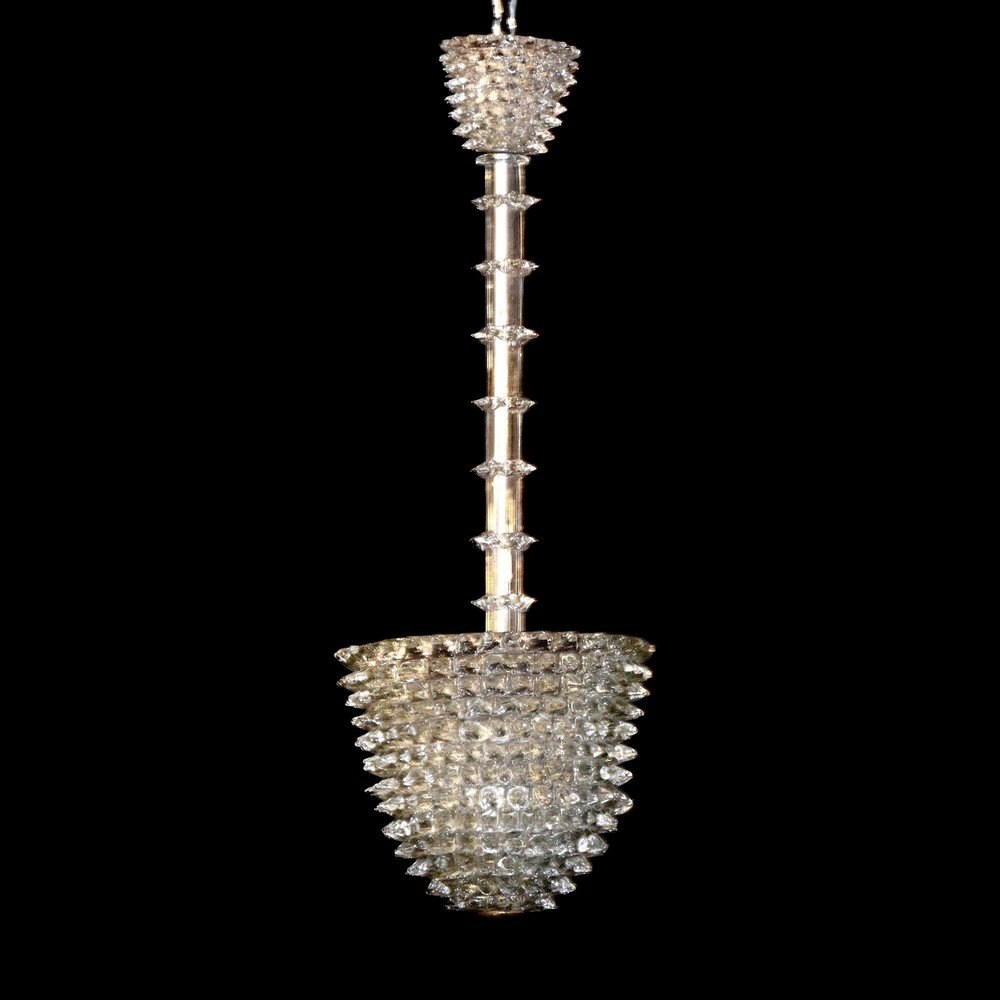 Ercole Barovier "Rostrato" Chandelier: Designer & Manufacturer: Ercole Barovier; Ferro-Toso-Barovier Markings: none Country of Origin & Materials: Italy; glass, metal Additional Information & Circa: Reference: Ercole Barovier 1889-1974 Vet