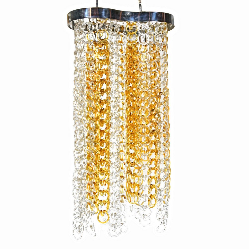 Massive Chandelier Attributed to Angelo Mangiarotti: Designer & Manufacturer: Angelo Mangiarotti, Attributed; Vistosi, Attributed Markings: none Country of Origin & Materials: Italy; glass, chromed metal Additional Information & Circa: References: Decor