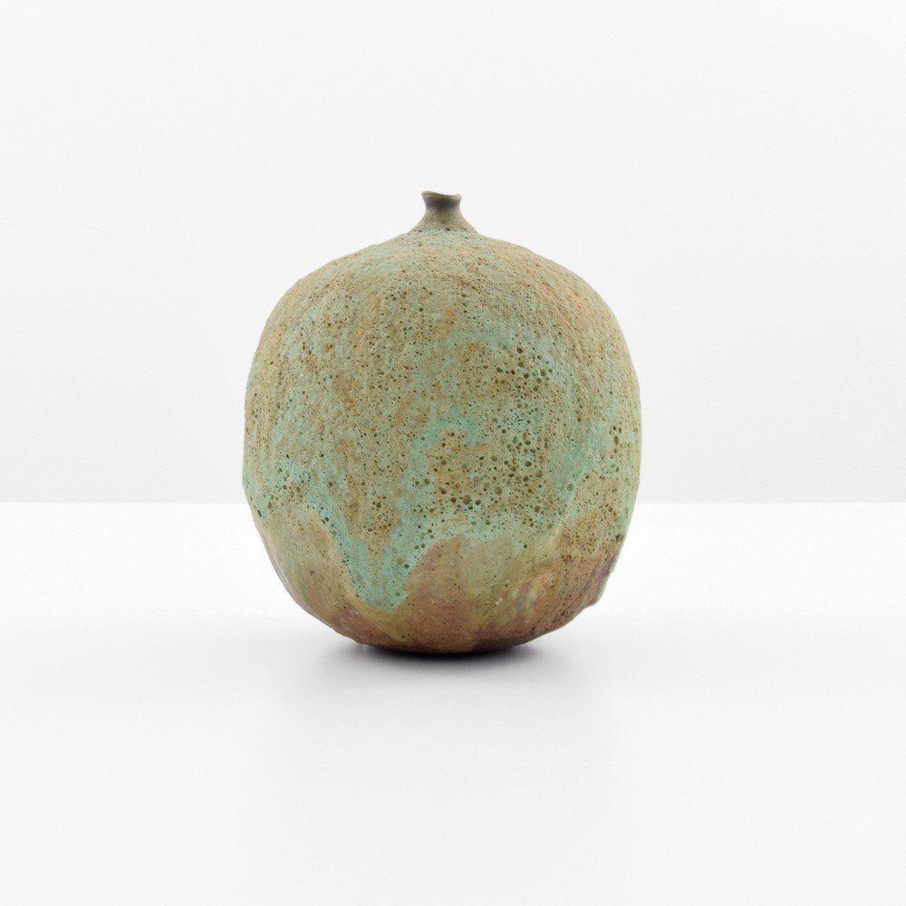Volcanic Glaze Small-Mouth Vase: Designer & Manufacturer: unknown Markings: marked Country of Origin & Materials: unknown; pottery Additional Information & Circa: (Key Word Search: Claude Conover, Marcello Fantoni, Roger Capron, Guid