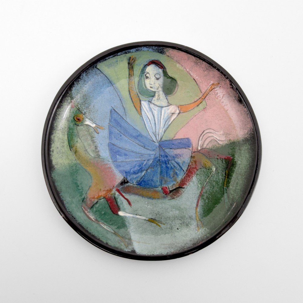 Polia Pillin Plate: Designer & Manufacturer: Polia Pillin Markings: marked Country of Origin & Materials: USA; glazed earthenware Additional Information & Circa: (Key Word Search: Claude Conover, Marcello Fantoni, Roger