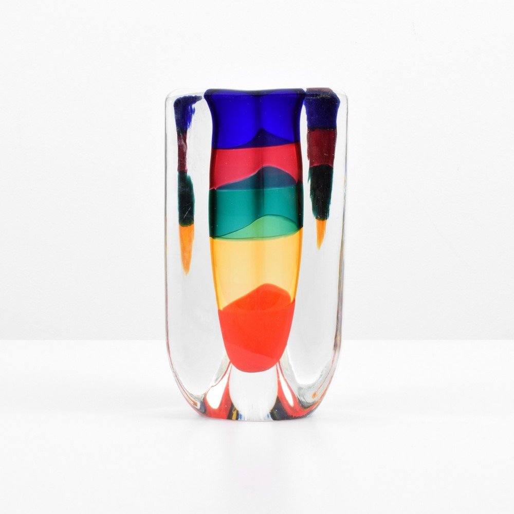 Large Fulvio Bianconi Vase, Murano: Designer & Manufacturer: Fulvio Bianconi; Venini Markings: marked; dated Country of Origin & Materials: Italy; glass Additional Information & Circa: (Key Word Search: Venini, Barovier & Toso, Archimed