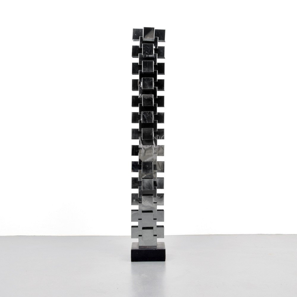 Curtis Jere Floor Lamp: Designer & Manufacturer: Curtis Jere; Artisan House Markings: none Country of Origin & Materials: USA; wood, chromed metal Additional Information & Circa: (Key Word Search: Milo Baughman, Pace Collect