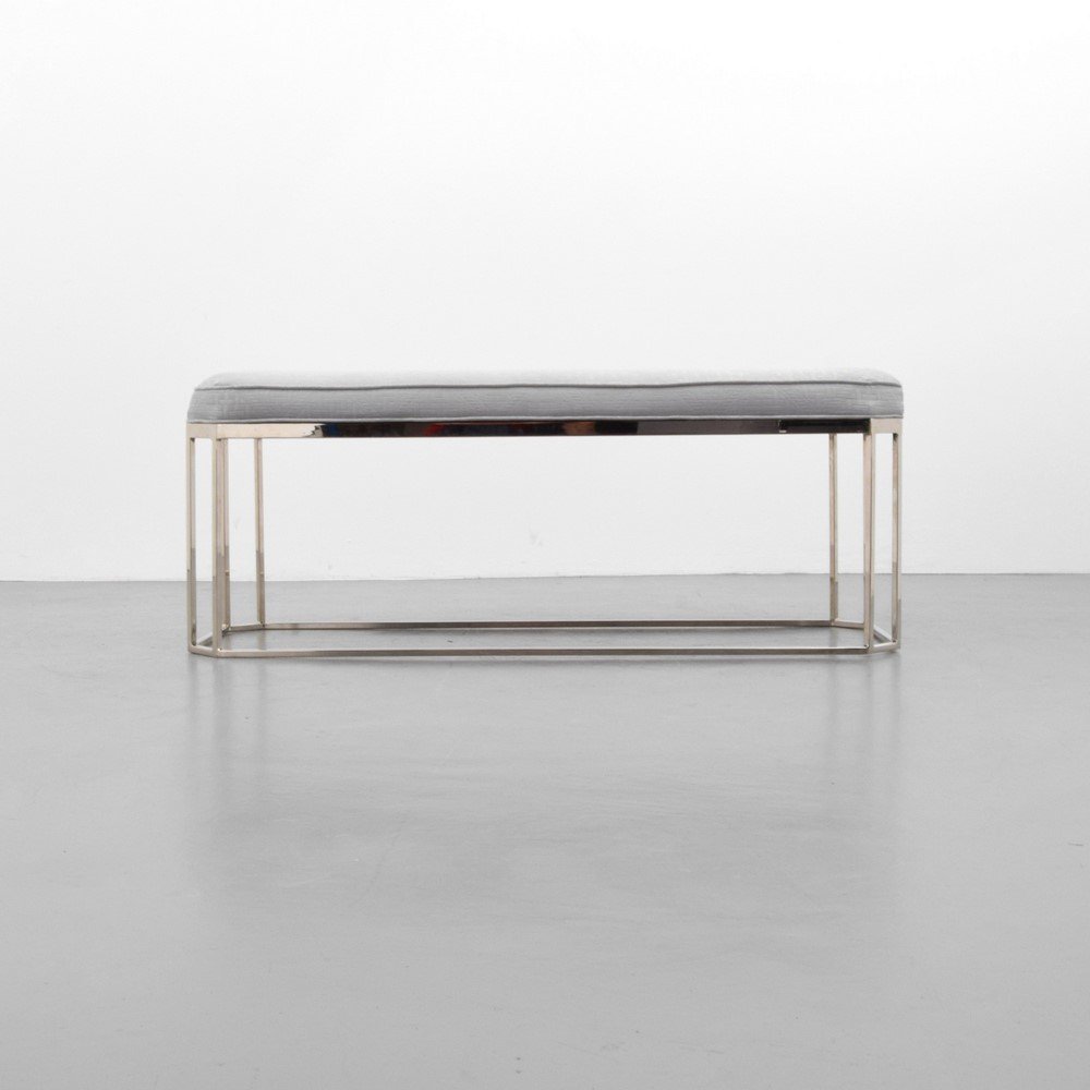 Milo Baughman Bench: Designer & Manufacturer: Milo Baughman; Thayer Coggin Markings: none Country of Origin & Materials: USA; chromed steel, upholstery Additional Information & Circa: (Key Word Search: Milo Baughman, Pace