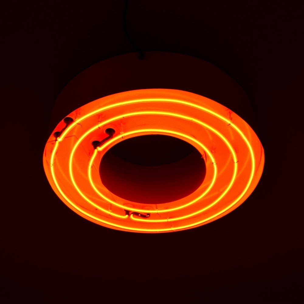 Large Neon Sign: Designer & Manufacturer: unknown Markings: none Country of Origin & Materials: USA; metal, glass Additional Information & Circa: (Key Word Search: Herman Miller, Knoll, George Nelson, Alexander Girard