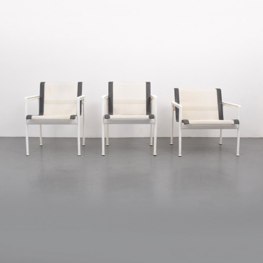 Richard Schultz Arm Chairs, Set of 3: Designer & Manufacturer: Richard Schultz; Knoll Markings: marked Country of Origin & Materials: USA; aluminum, other Additional Information & Circa: Reference: 1000 Chairs, Charlotte and Peter Fiell,