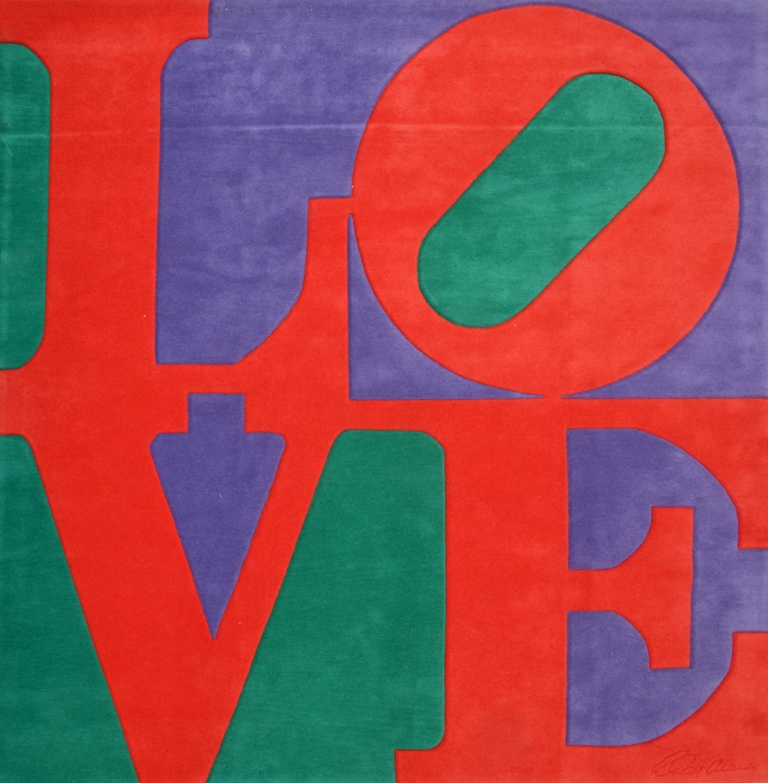 Large Robert Indiana Rug: Designer & Manufacturer: Robert Indiana (b. 1928); Master Contemporary Original Artist Rugs Markings: signed; ed. 76/175 Country of Origin & Materials: American; archival New Zealand wool on stretched