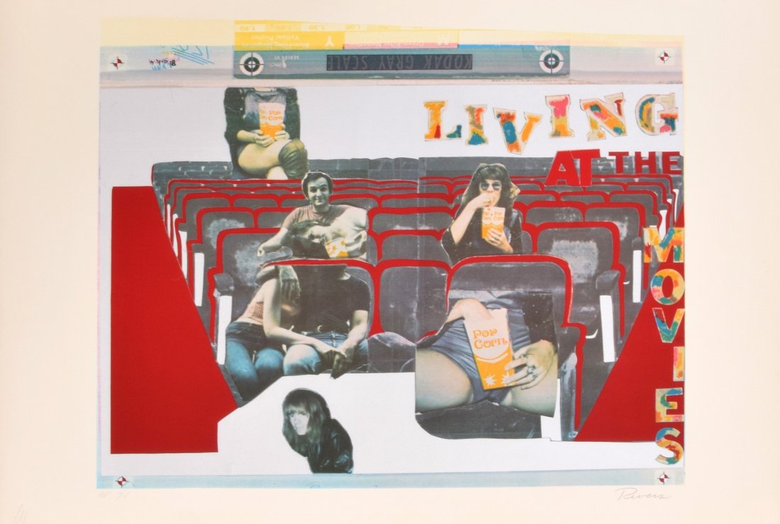 Larry Rivers Lithograph, Signed AP: Designer & Manufacturer: Larry Rivers (1923-2002) Markings: signed; AP; 1974 Country of Origin & Materials: American; Rives paper Additional Information & Circa: Work is titled "Living at the Movies".
