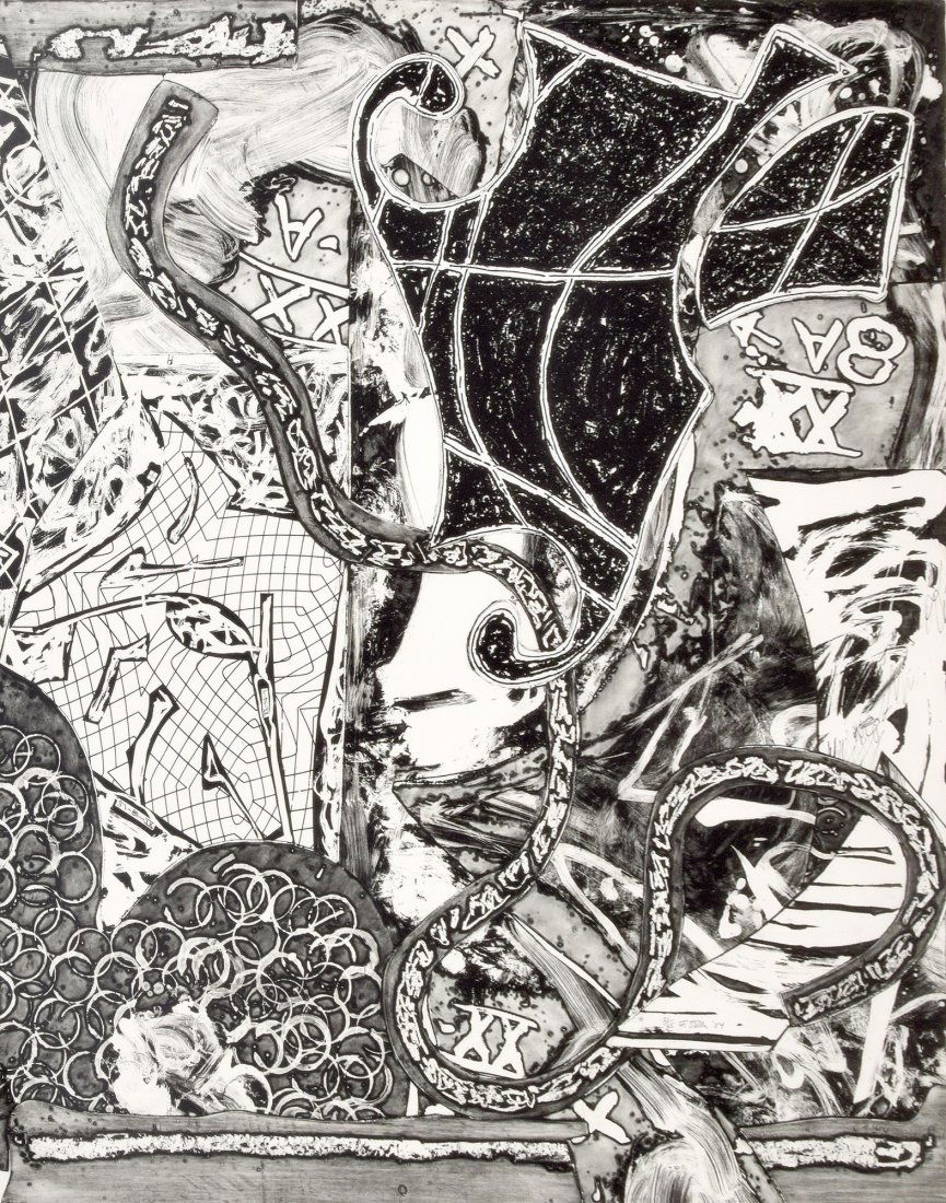 Large Frank Stella Etching & Relief, Signed Edition: Designer & Manufacturer: Frank Stella (b. 1936) Markings: signed; ed. 21/25; 1984 Country of Origin & Materials: American; relief-printed etching on paper Additional Information & Circa: Work is title