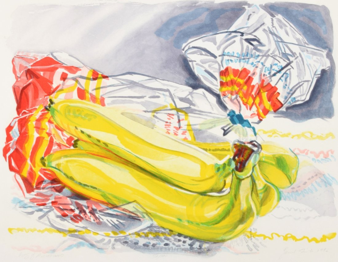 Janet Fish Lithograph, Signed Limited Edition: Designer & Manufacturer: Janet Fish (b. 1938) Markings: signed; ed. 52/100; 1996 Country of Origin & Materials: American; paper Additional Information & Circa: Work is titled "Bag of Bananas". Provena