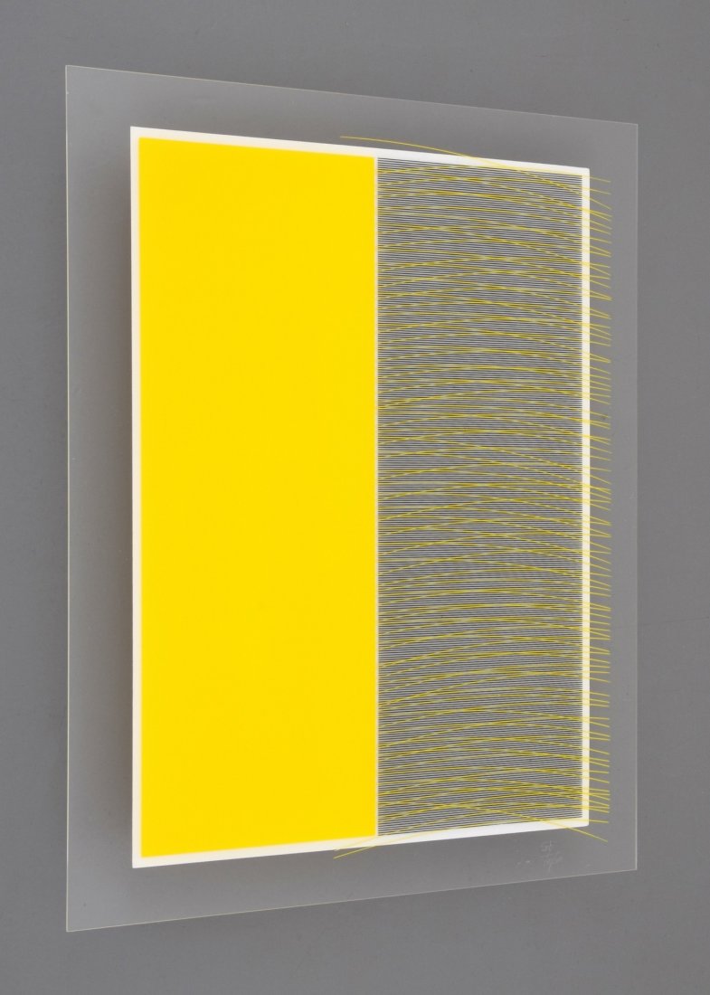 Jesús Raphael Soto Silkscreen, Signed Limited Edition: Designer & Manufacturer: Jesús Raphael Soto (Jesús Raphael de Soto) (1923-2005) Markings: signed; ed. 148/300; 1969 Country of Origin & Materials: Venezuelan; double side silkscreen on Perspex Addit