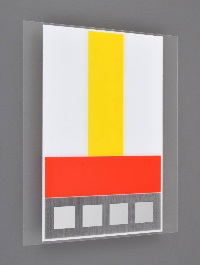 Jesús Raphael Soto Silkscreen, Signed Limited Edition: Designer & Manufacturer: Jesús Raphael Soto (Jesús Raphael de Soto) (1923-2005) Markings: signed; ed. 148/300; 1969 Country of Origin & Materials: Venezuelan; double side silkscreen on Perspex Addit