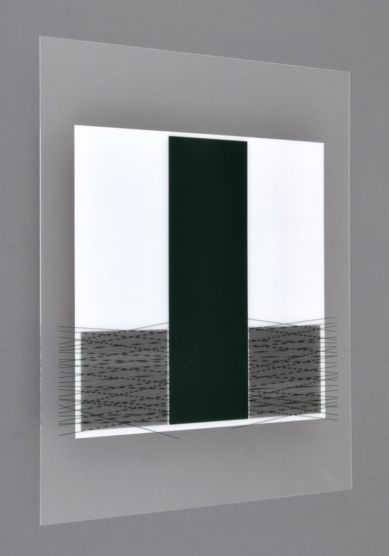 Jesús Raphael Soto Silkscreen, Signed Limited Edition: Designer & Manufacturer: Jesús Raphael Soto (Jesús Raphael de Soto) (1923-2005) Markings: signed; ed. 148/300; 1969 Country of Origin & Materials: Venezuelan; double side silkscreen on Perspex Addit