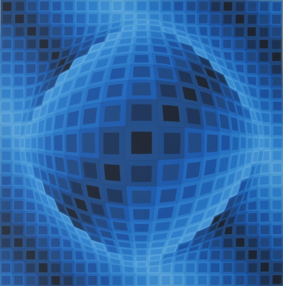 Victor Vasarely Screenprint, Signed Limited Edition: Designer & Manufacturer: Victor Vasarely (b. 1908-1997) Markings: signed; ed. 160/200 Country of Origin & Materials: Hungarian; paper Additional Information & Circa: Work is titled "Dom-Bor." Victor V