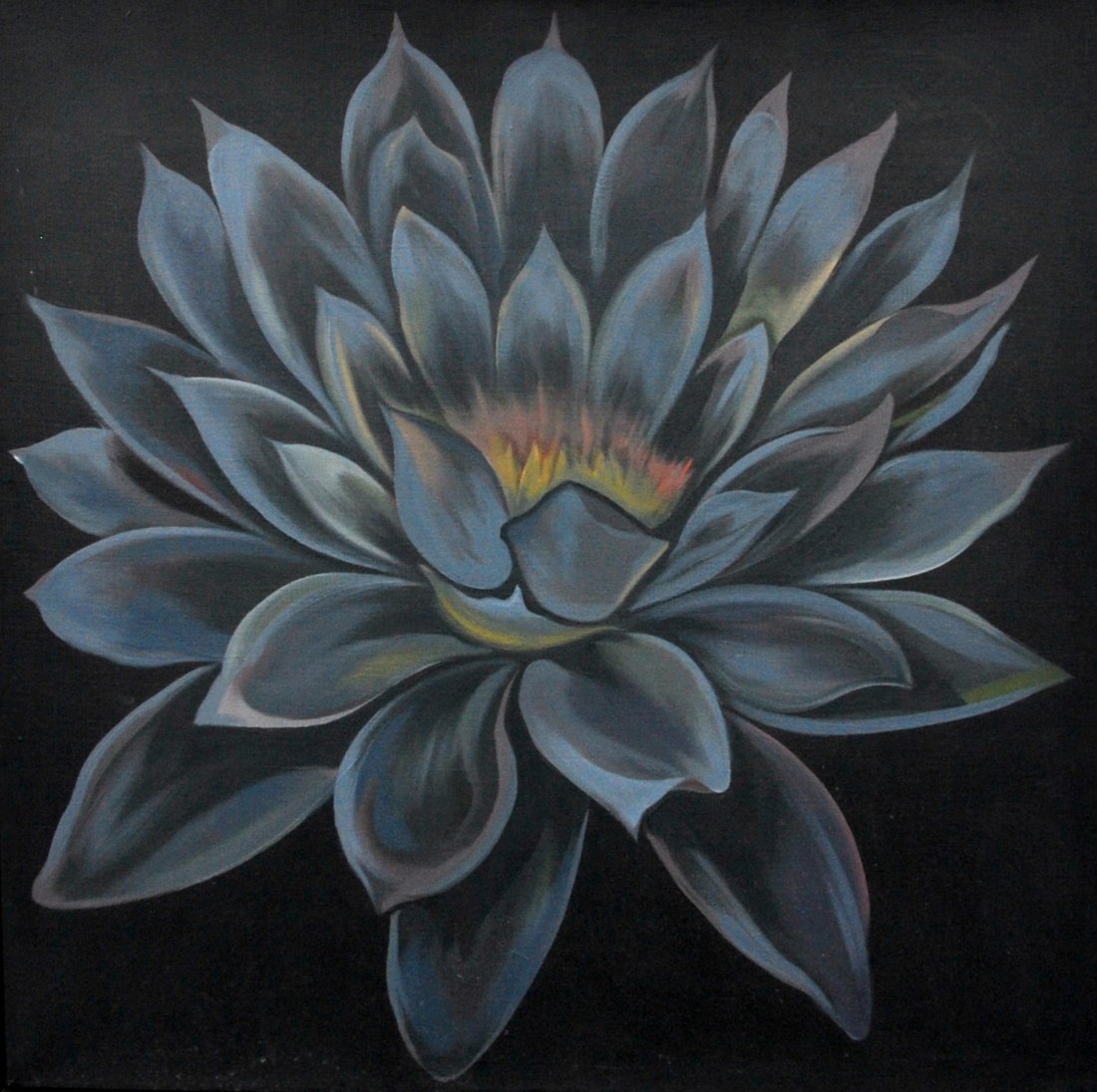 Lowell Nesbitt Painting, Original Work: Designer & Manufacturer: Lowell Nesbitt (1933-1993) Markings: signed; 1981 Country of Origin & Materials: American; canvas Additional Information & Circa: Work is titled "Nocturnal Waterlily". Provena